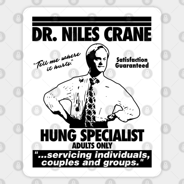 Dr. Niles Crane Hung Specialist Sticker by darklordpug